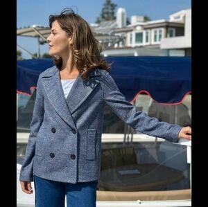 Lafayette 148 New York Blue Pea Coat /blazer